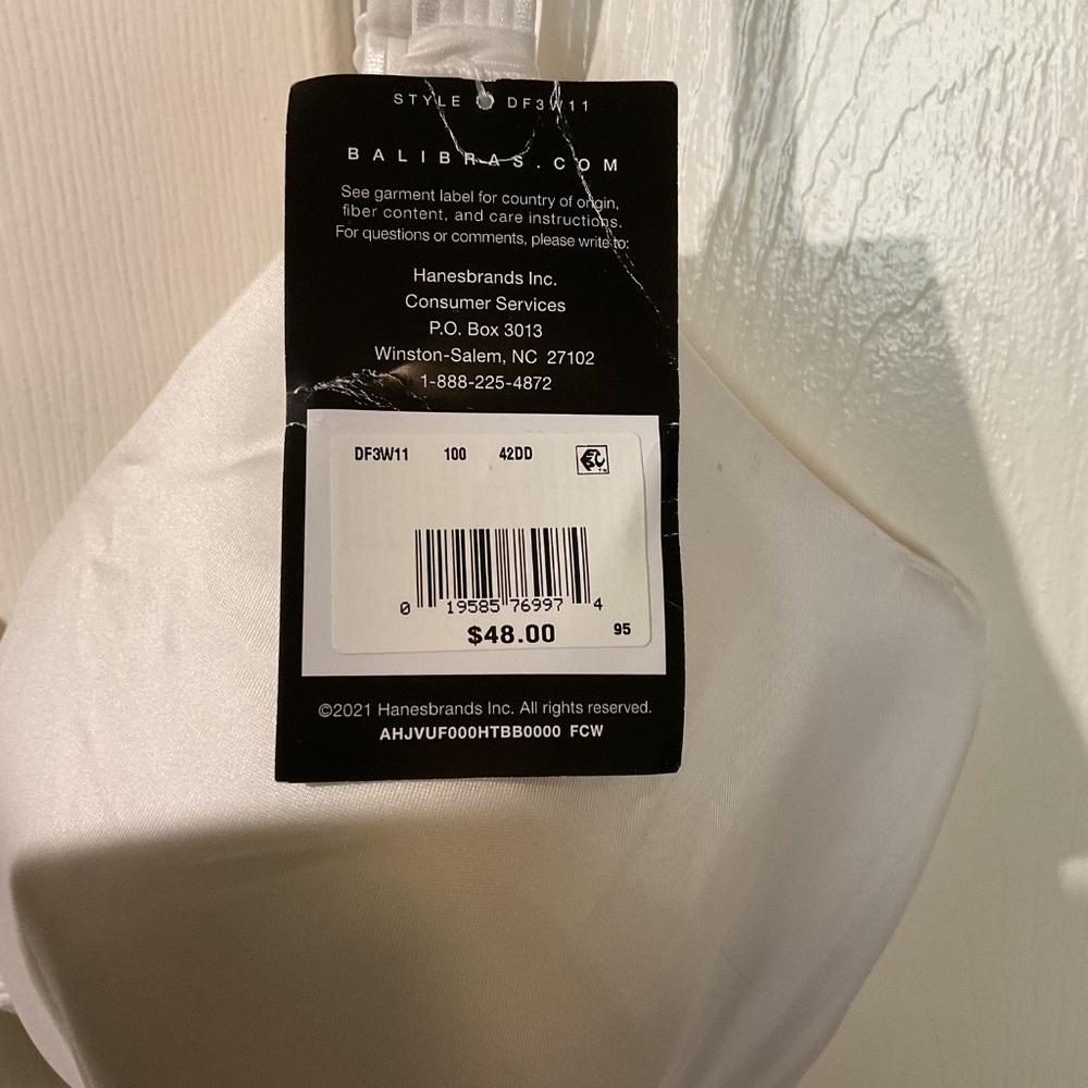 NWT Bali White All Around Smoothing Underwire Bra 42DD - Picture 3 of 4